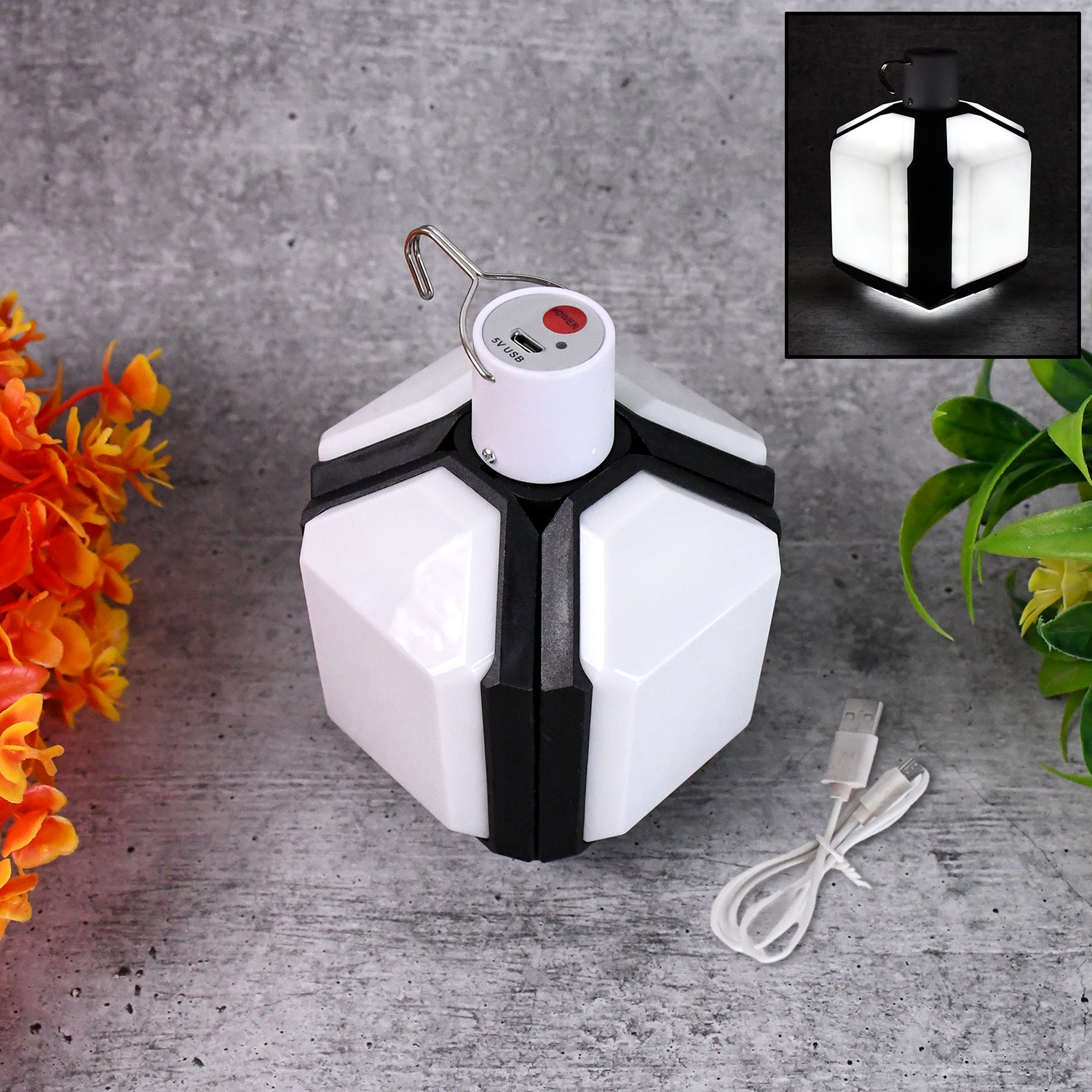 Foldable Camping Light Usb Rechargeable Led Lamp With Hanging Hook (1 Pc) Foldable Camping Light Usb Rechargeable Led Lamp With Hanging Hook (1 Pc)